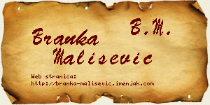 Branka Mališević vizit kartica